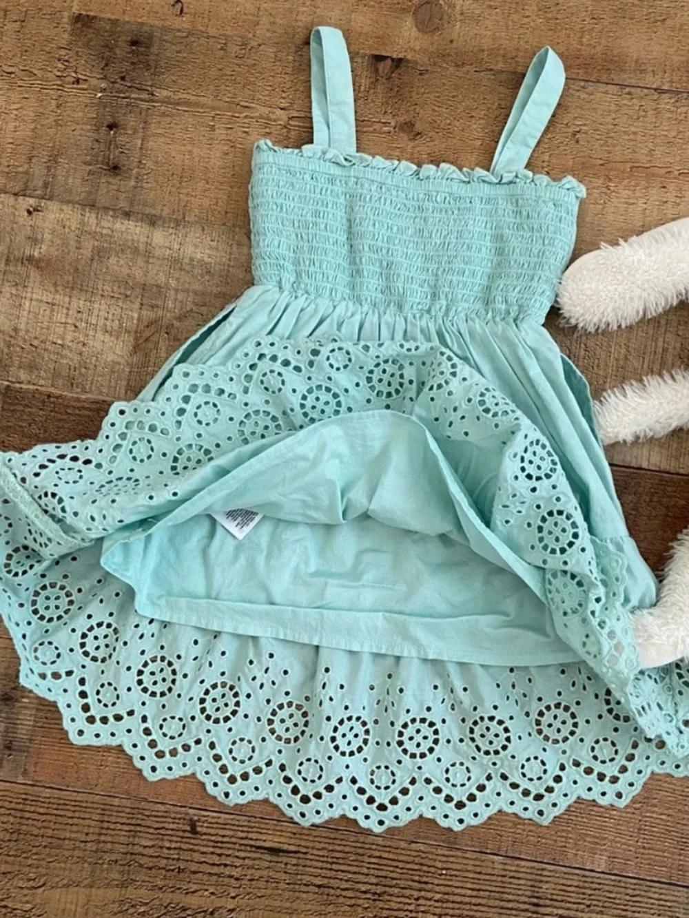 DRESSES (2) Pink Rainbow Daisy Summer Dress NWT + Mint Green Eyelet Dress